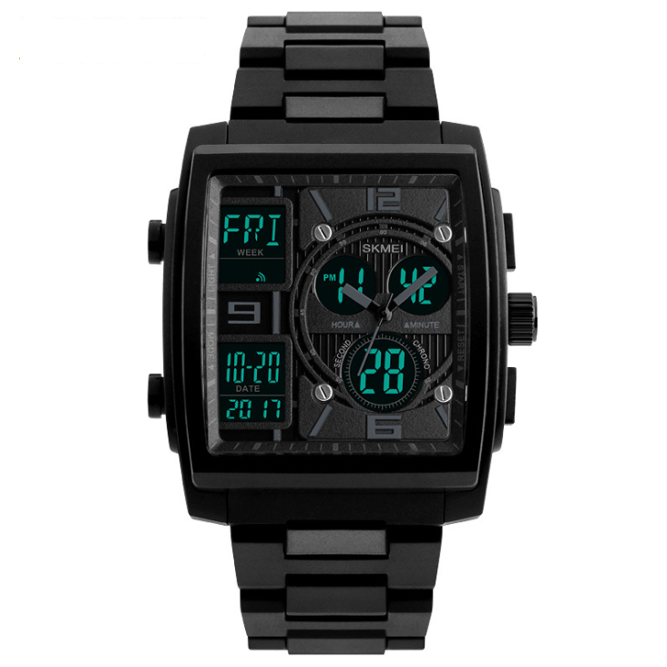 High Quality Electronic Watch for men featuring a plastic case, rubber strap, and LED electronic movement, ideal for daily use.