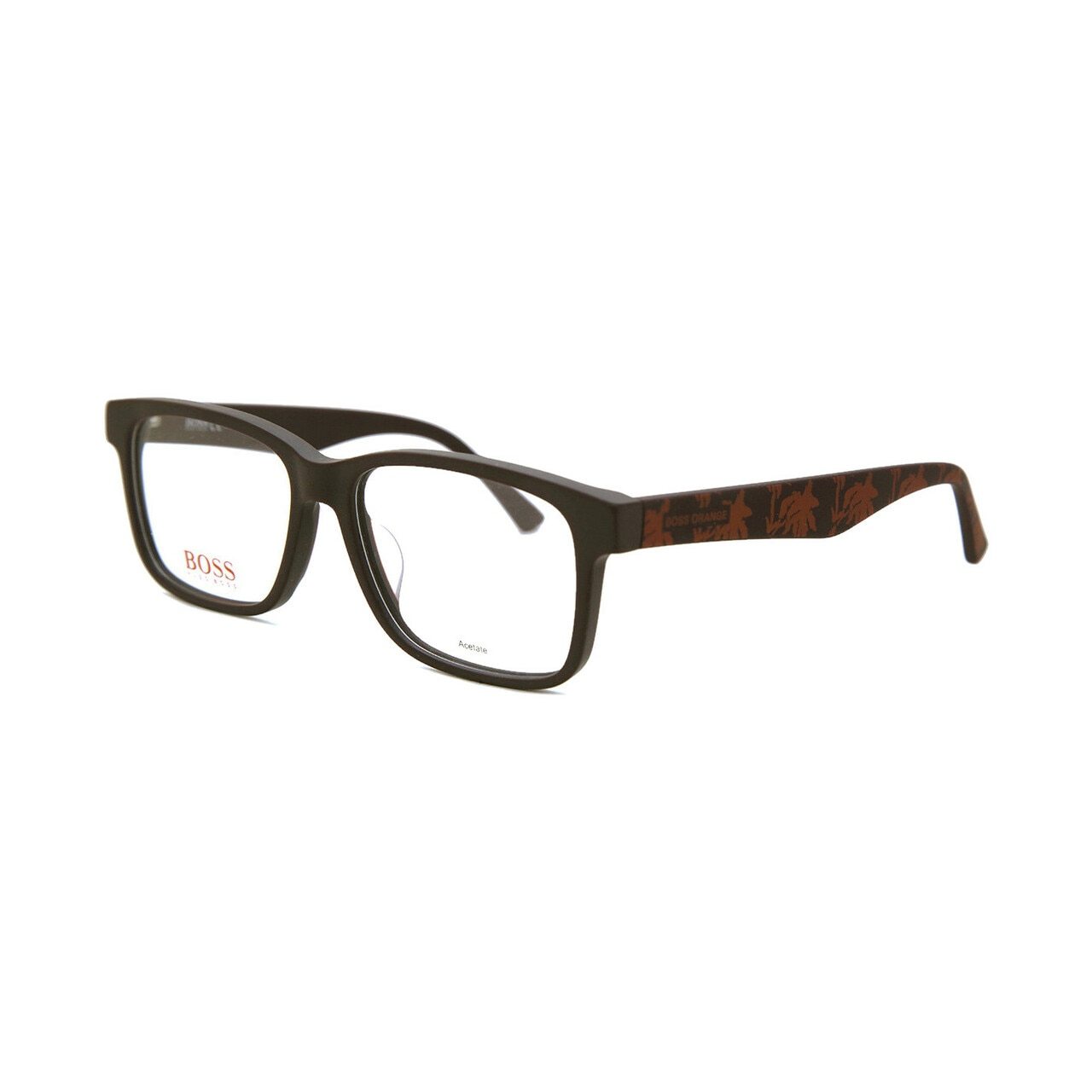 Hugo Boss Orange BO0262-TBF Matte Burgundy Rectangular Unisex Acetate Eyeglasses displayed on a neutral background, showcasing their elegant design.