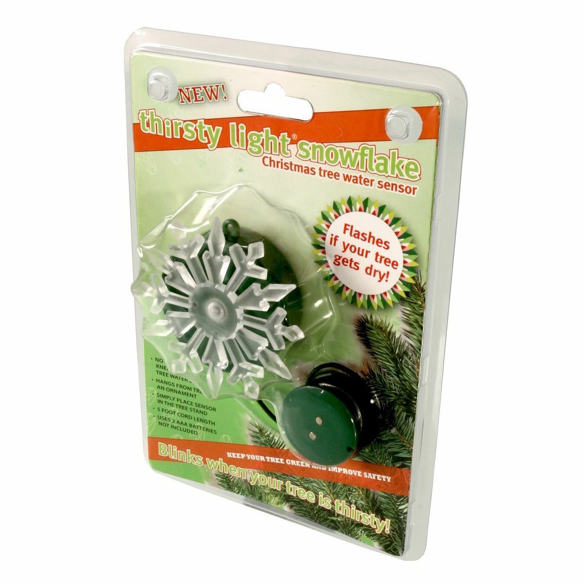 Hydrofarm Thirsty Light Snow Flake, a decorative sensor for Christmas trees that indicates when watering is needed, featuring a snowflake design.