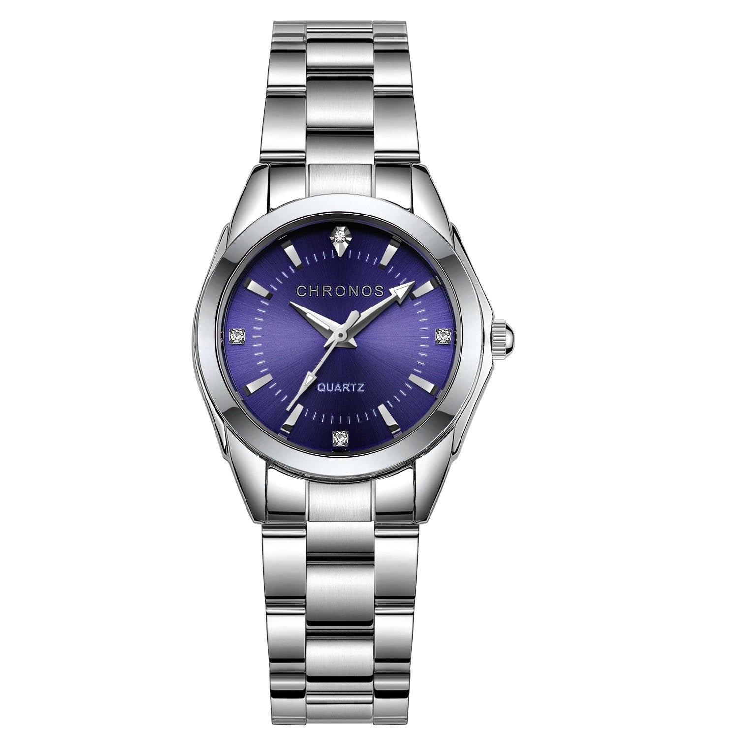 Japanese Style Waterproof Business Quartz Watch for Women featuring a round dial, stainless steel strap, and elegant design.