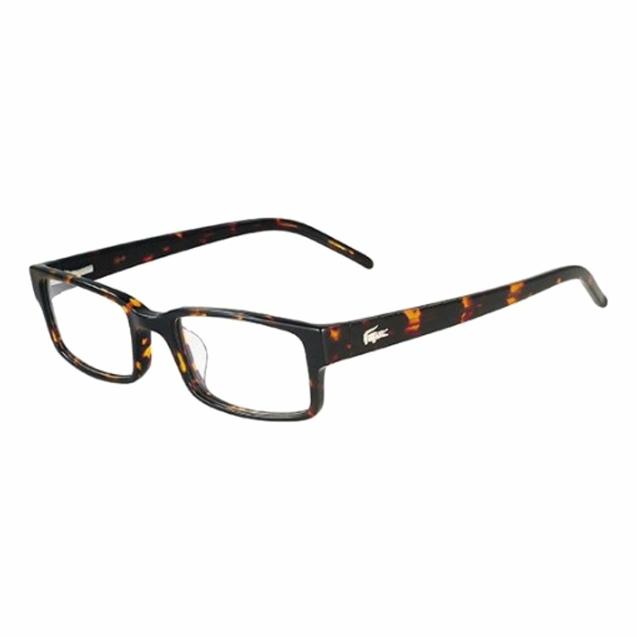 Lacoste L2616-214 Light Havana Rectangular Men's Plastic Eyeglasses displayed elegantly with a stylish case.