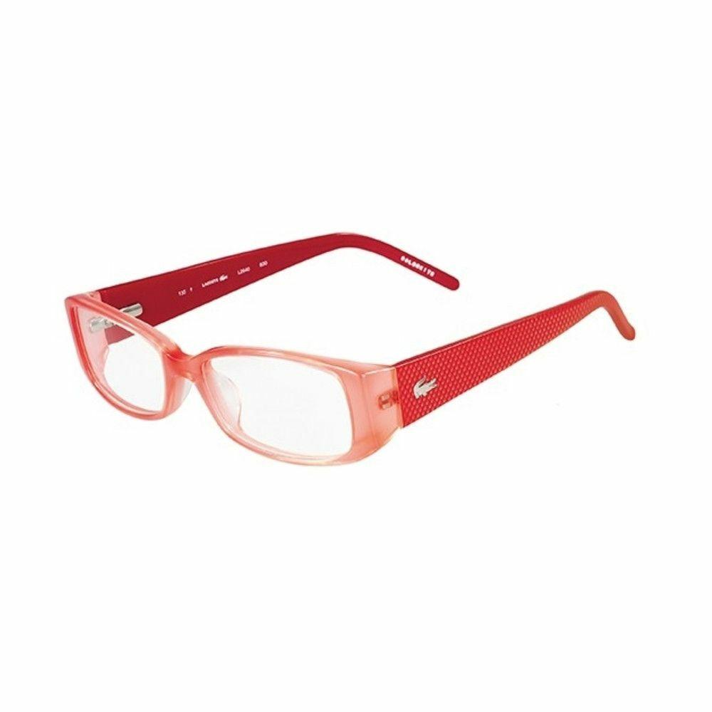 Lacoste L2640-830 Coral Rectangular Women's Plastic Eyeglasses with a stylish coral frame and rectangular lenses.