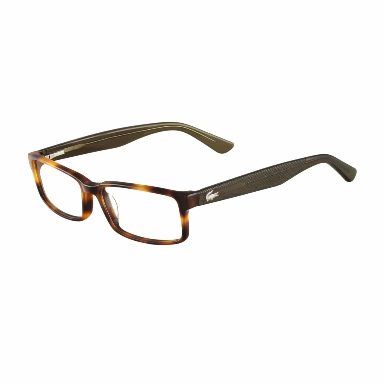Lacoste L2685-214 Havana Rectangular Unisex Plastic Eyeglasses showcasing a stylish full-rim design in a rich Havana color.