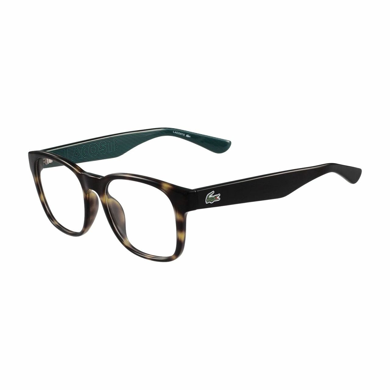 Lacoste L2772-214 Havana Square Unisex Plastic Eyeglasses with a stylish full-rim design, suitable for both men and women.