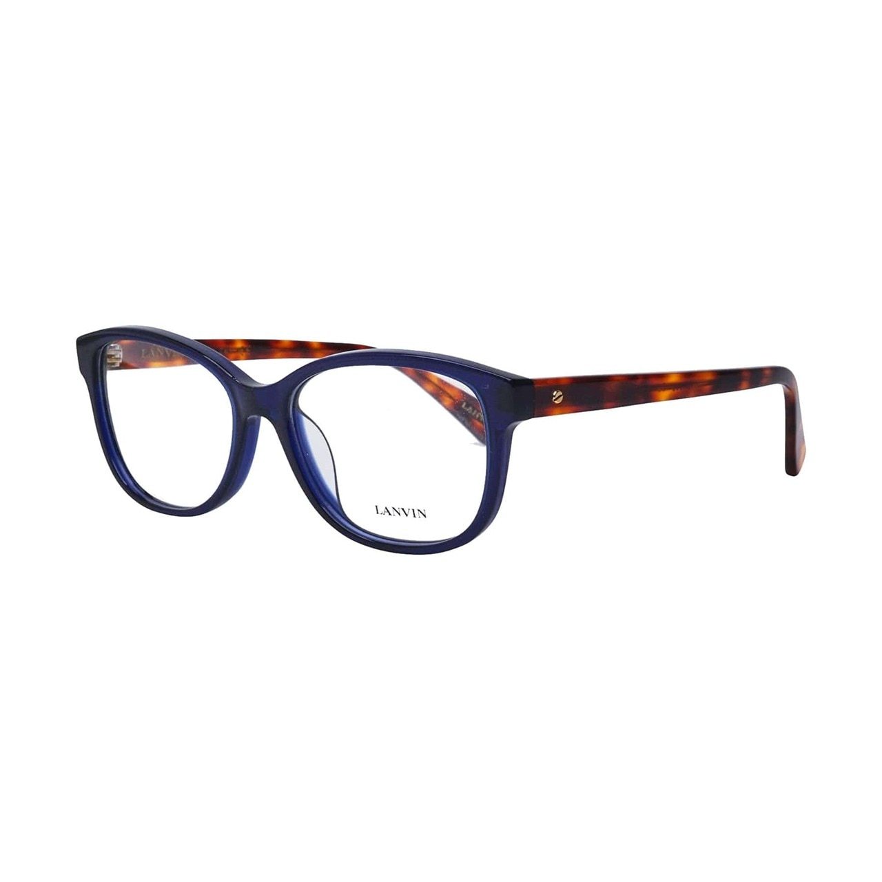Lanvin VLN 662M-0W47 shiny blue square women's acetate eyeglasses with a stylish full-rim design.
