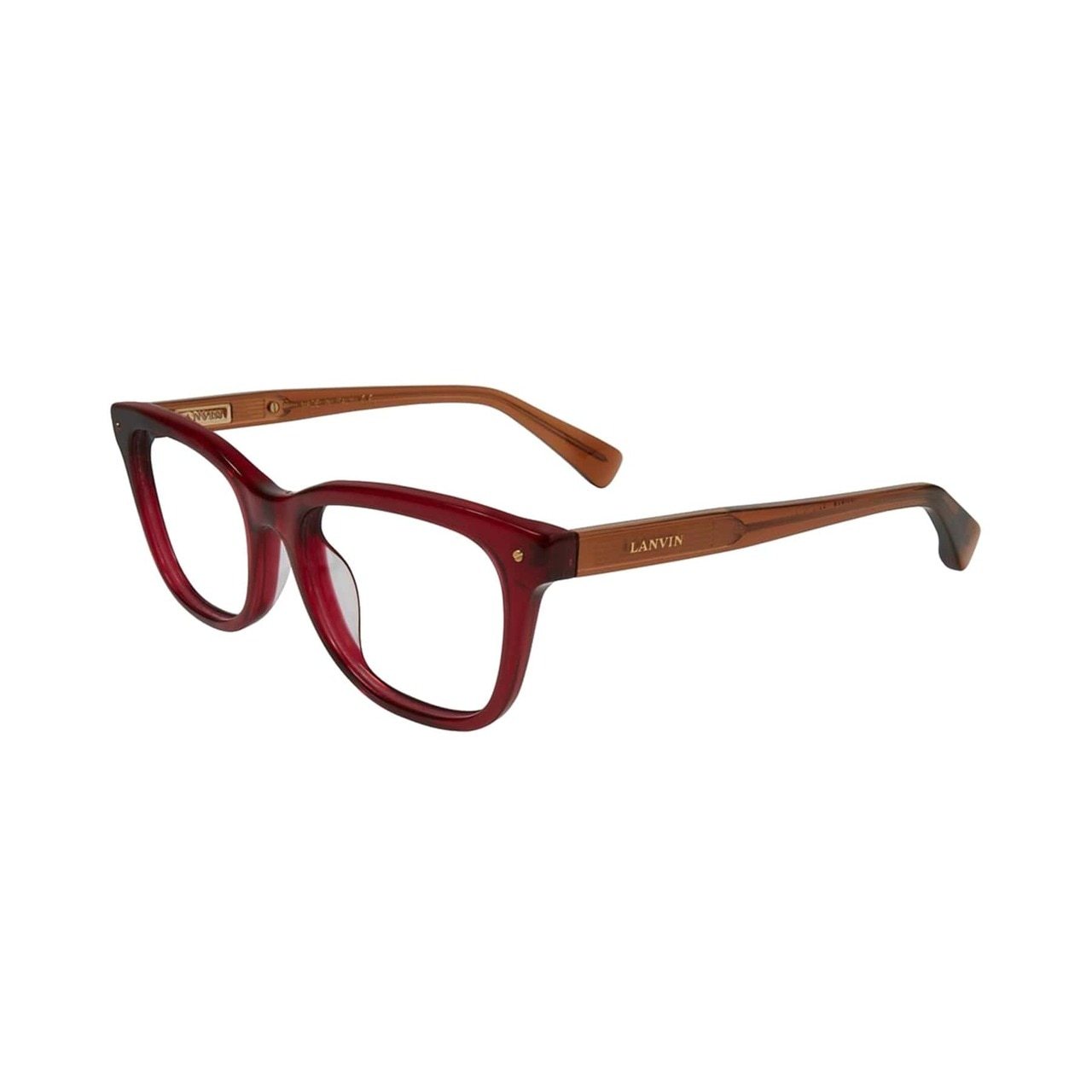 Stylish Lanvin VLN 715M-0L00 Black Cherry Red Square Women's Acetate Eyeglasses with a full-rim design.