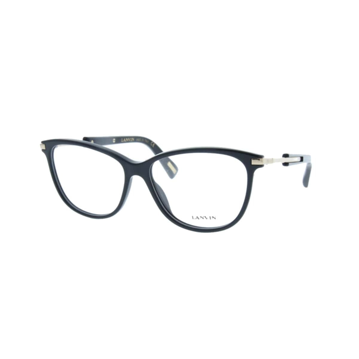 Stylish Lanvin VLN 767-0700 Black Cat-Eye Women's Acetate Eyeglasses with a sleek black frame and elegant design.