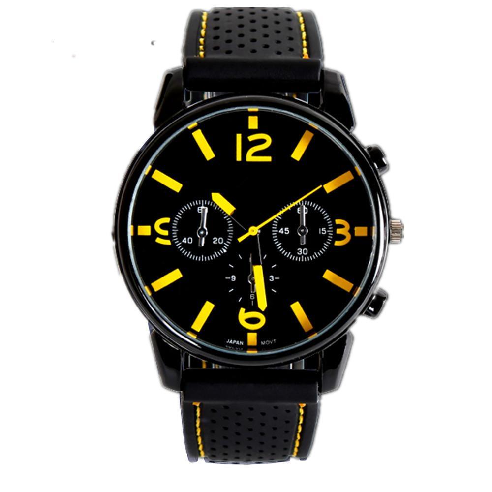 Leather Band Three-eye Sports Watch for Men featuring a stylish design with a three-eye chronograph and a durable leather strap.