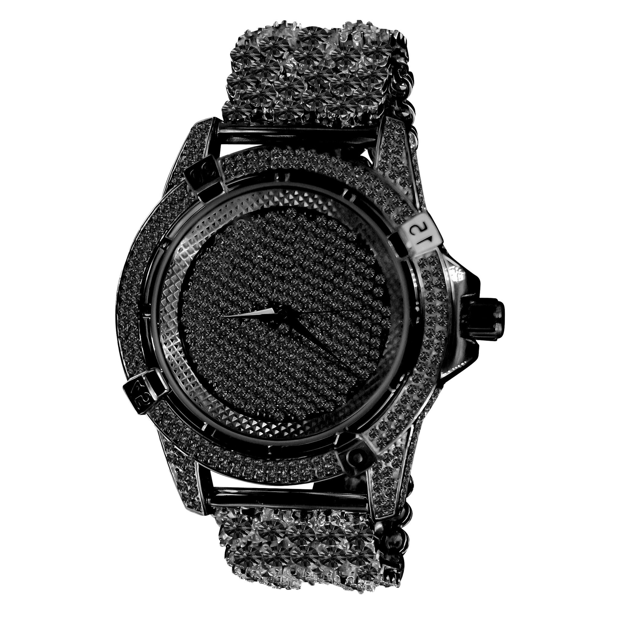 Luxury Ice Black CZ Iced Out Watch 5110063 featuring a bold black finish and sparkling CZ stones, designed for men.