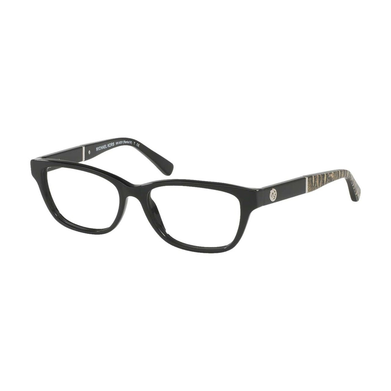 Michael Kors MK 4031-3168 Rania IV Black Rectangular Women's Eyeglasses showcasing a stylish black acetate frame.