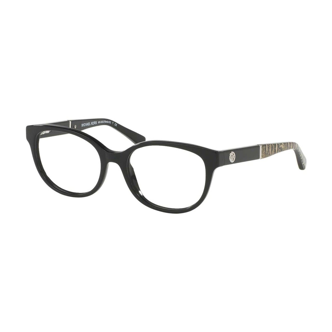 Michael Kors MK 4032-3168 Rania III Black Round Women's Acetate Eyeglasses showcasing a stylish full-rim design and round lenses.