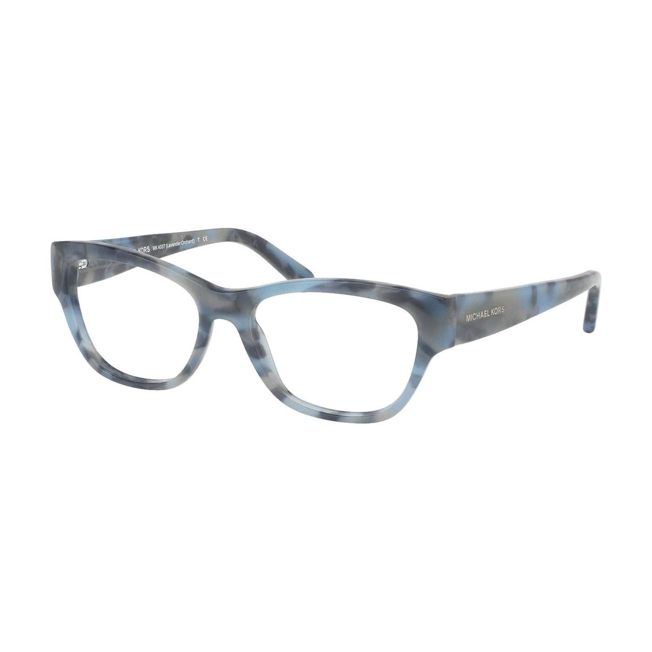 Michael Kors MK 4037-3209 Ylliana eyeglasses in cadet blue marble, featuring a stylish square frame design for women.