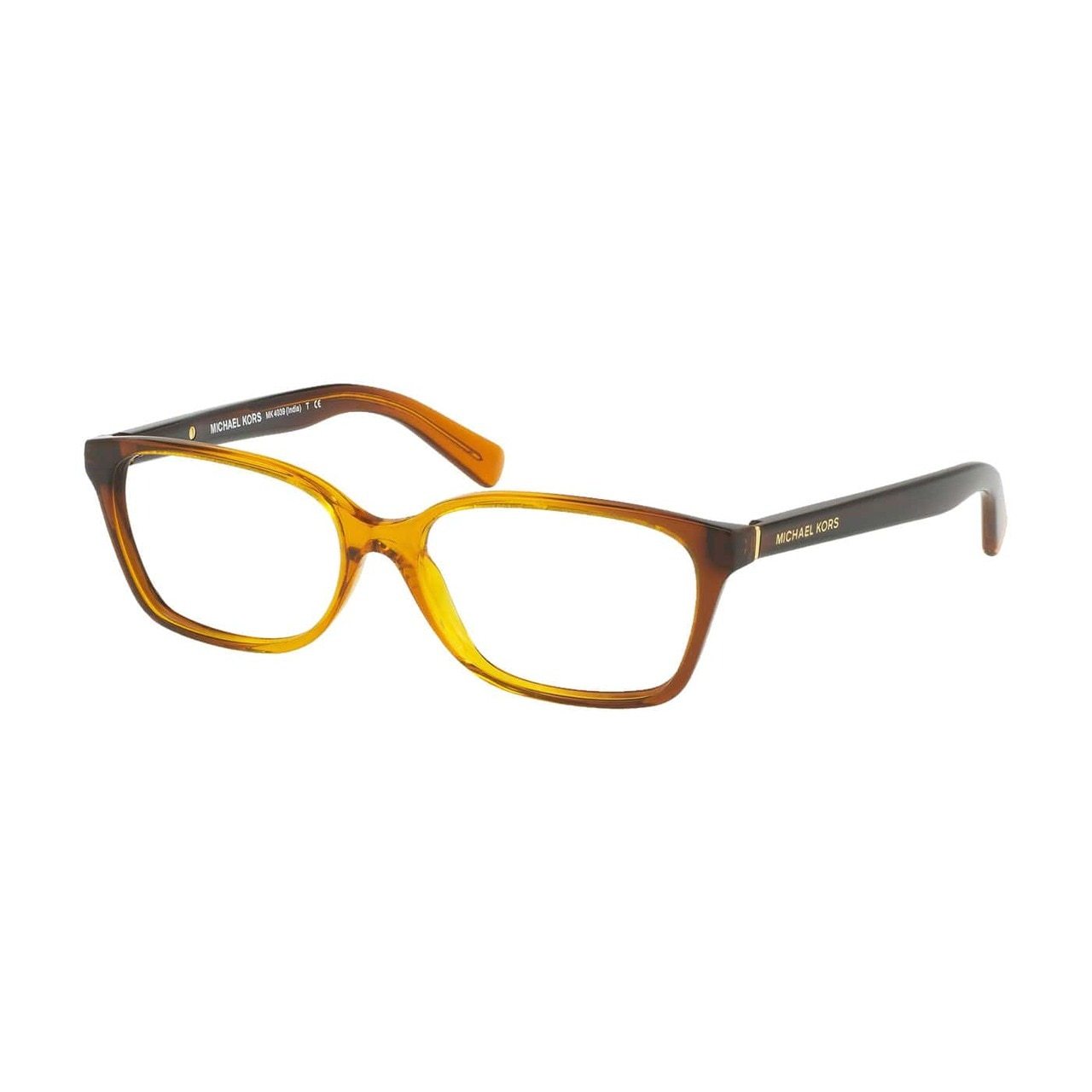Michael Kors MK 4039-3218 Lyra Amber Gradient Rectangular Women's Acetate Eyeglasses showcasing elegant design and amber gradient color.