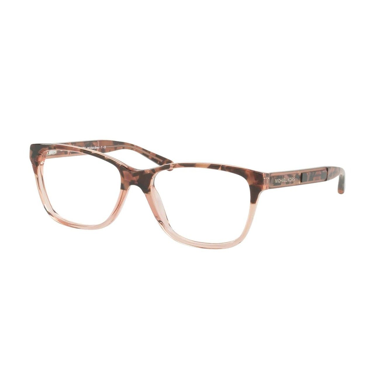 Michael Kors MK 4044-3251 Bree Pink Tortoise Graphic Square Women's Eyeglasses showcasing a stylish pink tortoise frame.