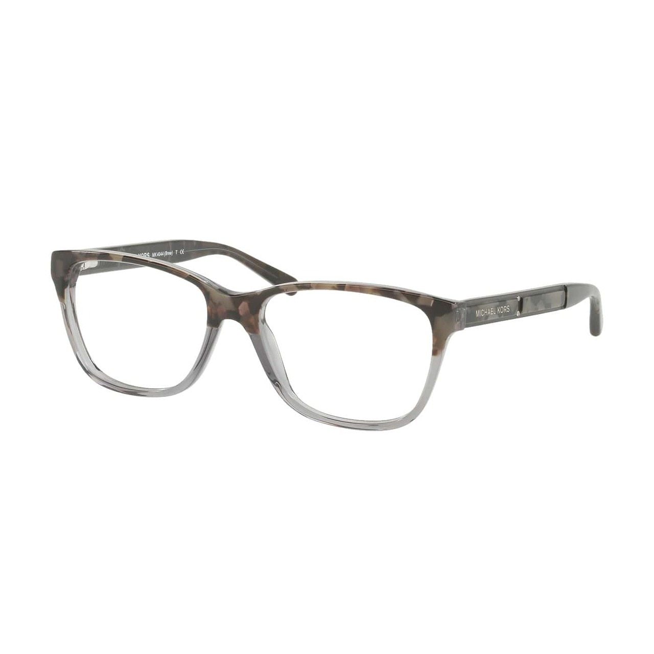 Michael Kors MK 4044-3260 Bree Grey Tortoise Graphic Square Women's Eyeglasses showcasing a stylish full-rim design with a grey tortoise graphic frame.
