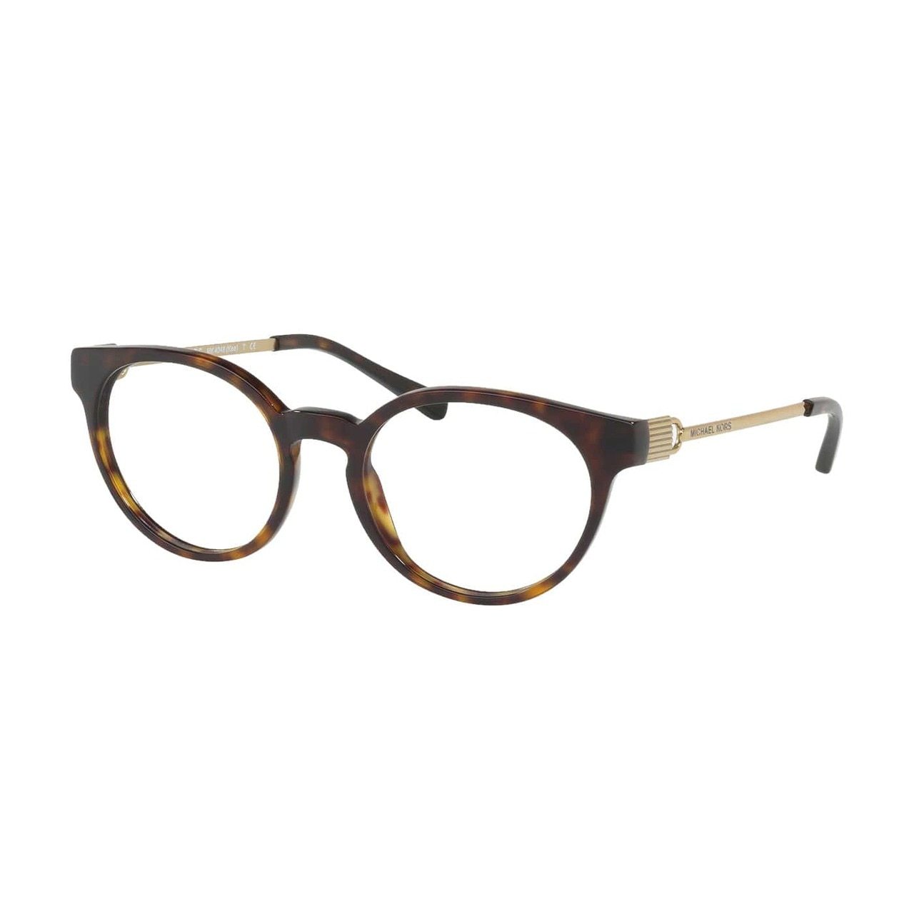 Michael Kors MK 4048-3293 Kea Dark Tortoise Round Women's Eyeglasses showcasing a stylish full-rim design in dark tortoise color.