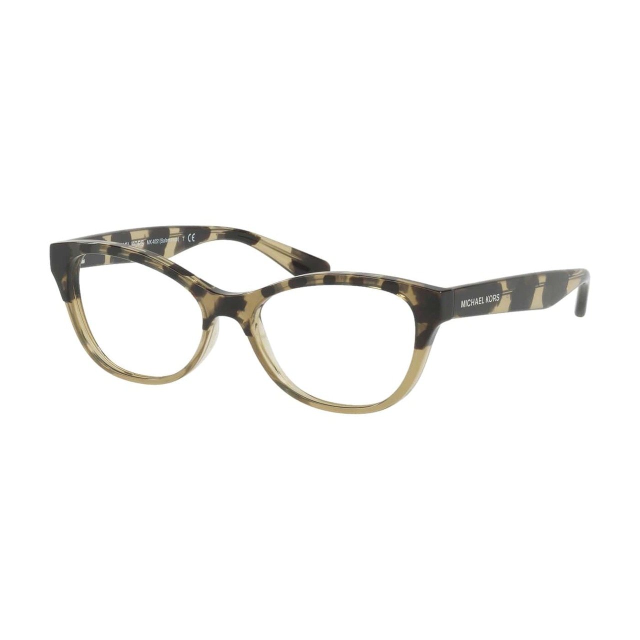 Michael Kors MK 4051-3317 Salamanca Olive Tortoise Cat-Eye Women's Eyeglasses showcasing a stylish olive tortoise frame and cat-eye shape.