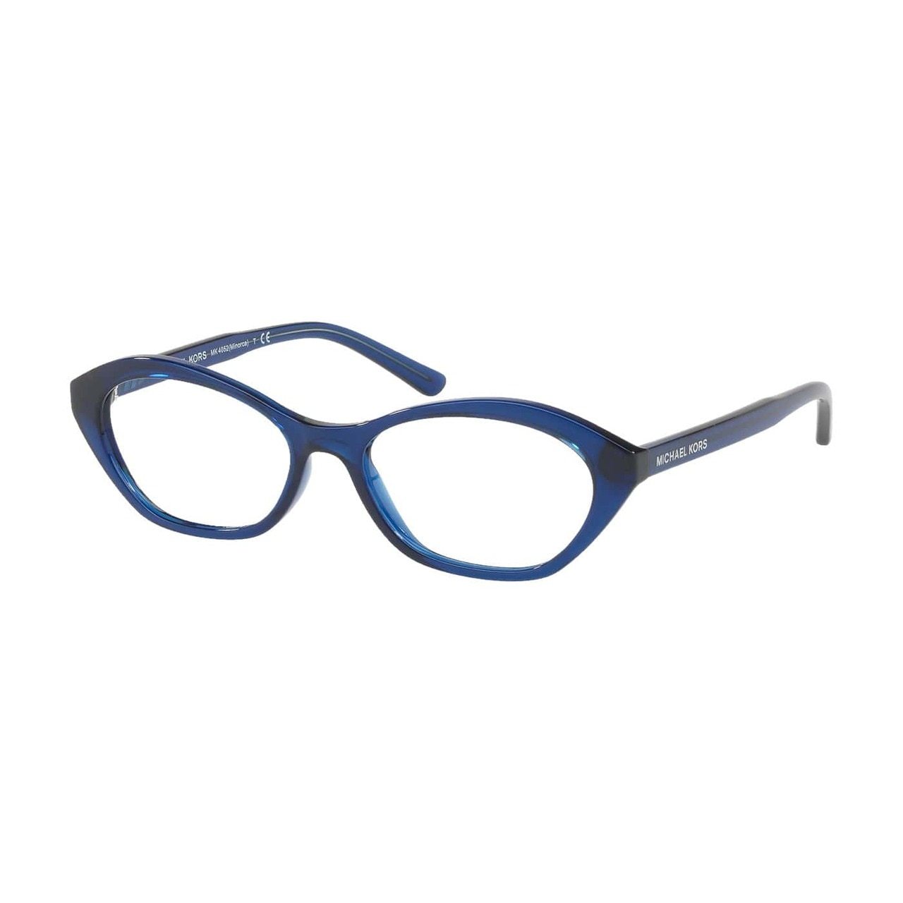 Michael Kors MK 4052-3326 Minorca Navy Oval Women's Acetate Eyeglasses with demo lens, showcasing elegant design and navy color.