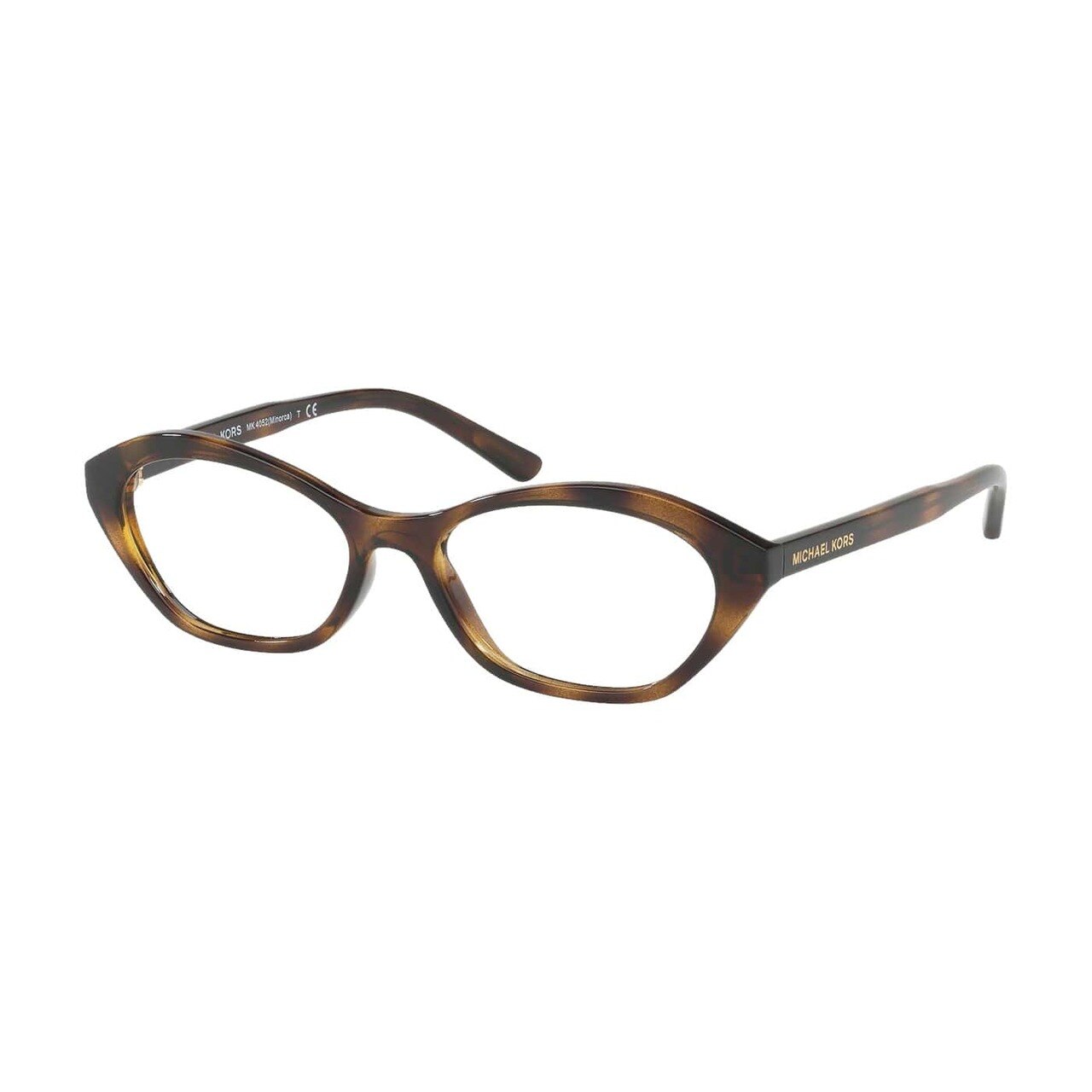 Michael Kors MK 4052-3285 Minorca Dark Tortoise Oval Women's Acetate Eyeglasses showcasing a stylish dark tortoise frame and oval lens shape.