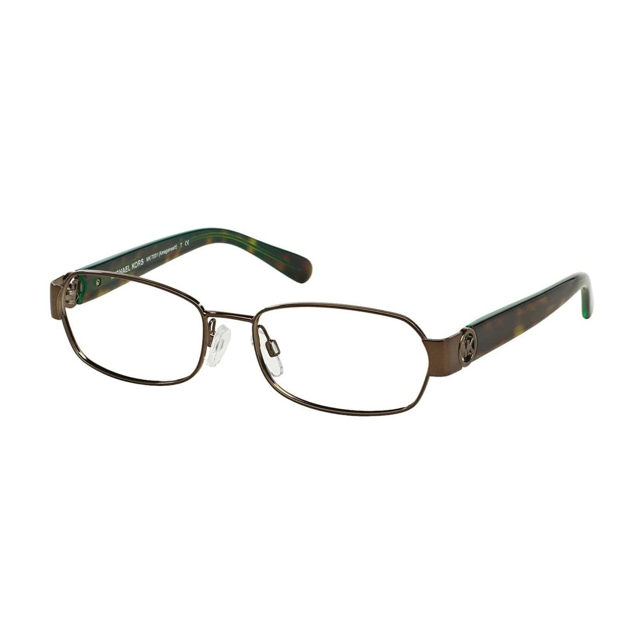 Michael Kors MK 7001-1023 Amagansett Brown Rectangular Women's Metal Eyeglasses with a stylish full-rim design.