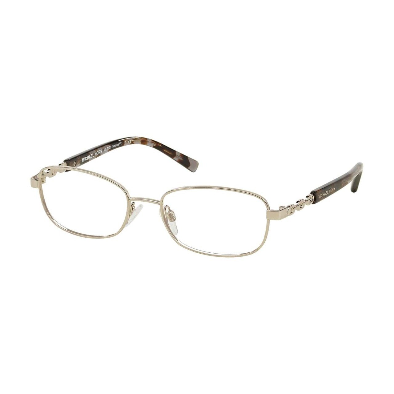 Michael Kors MK 7007-1027 Sabina VI Silver Rectangular Women's Metal Eyeglasses showcasing a sleek silver frame and rectangular lenses.