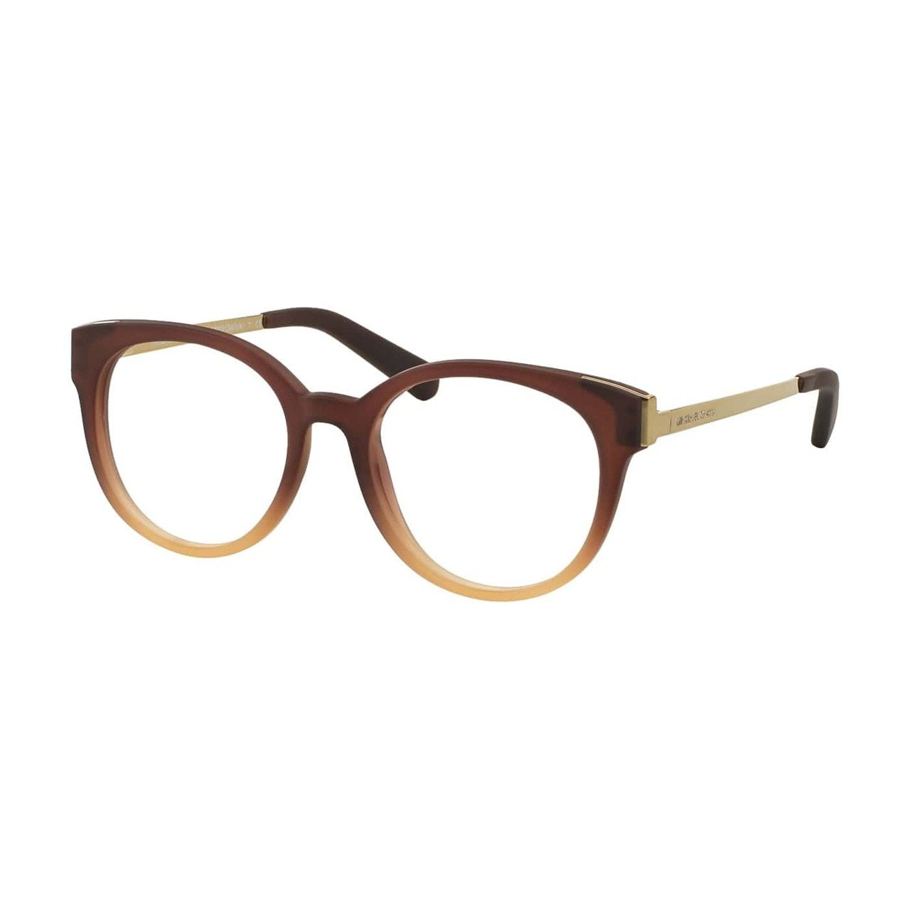 Michael Kors MK 8010-3044 Galicia Brown Beige Round Women's Acetate Eyeglasses showcasing a stylish full-rim design.