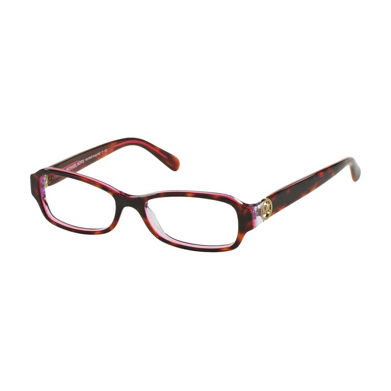 Michael Kors MK 8002-3003 Anguilla eyeglasses in tortoise pink purple, featuring a rectangular shape and acetate frame.