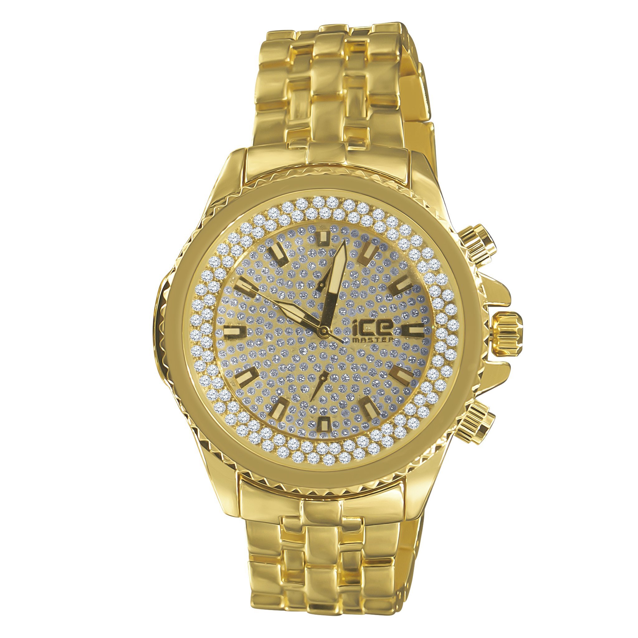 NAVIGATOR Ice Master Watch featuring rhinestone crystals on a slanted dial with luminous hands.