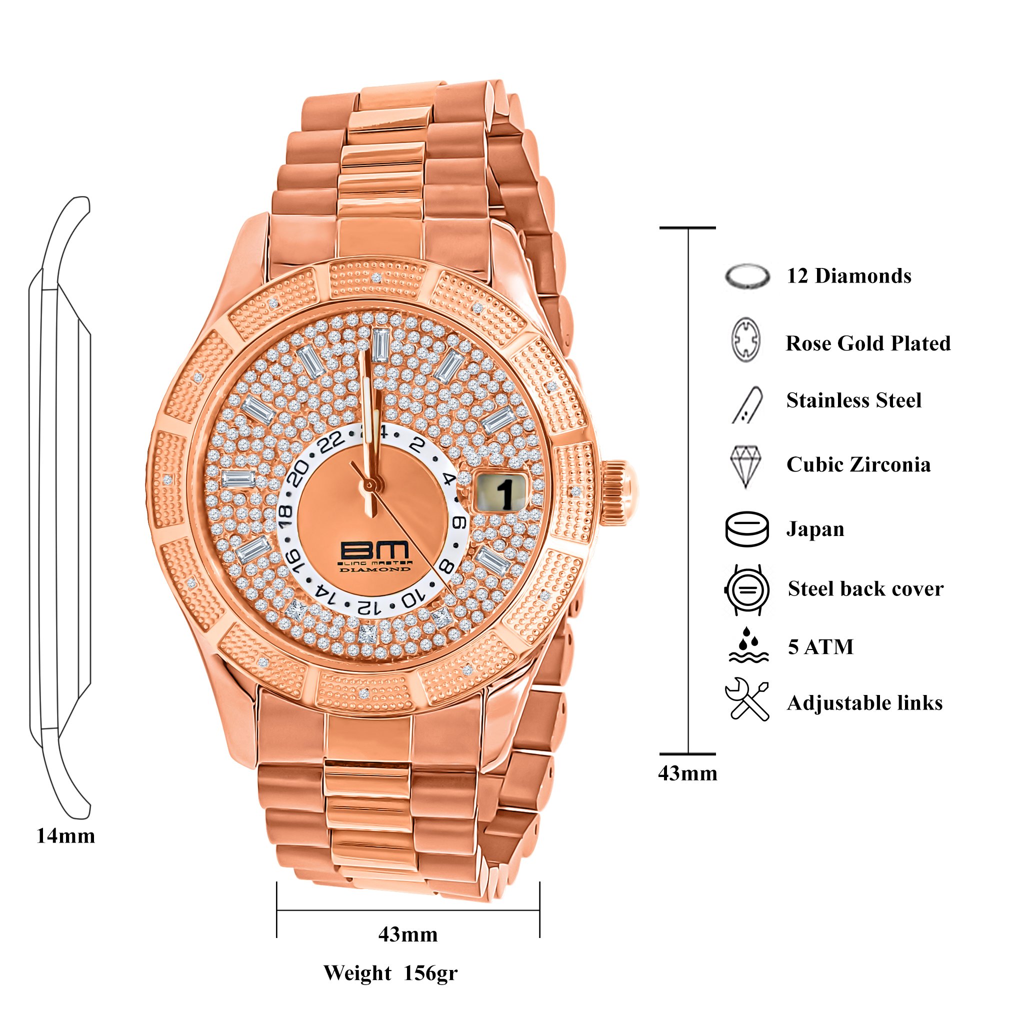 NIGHT EAGLE Diamond Watch featuring a fancy dial, 12 diamonds on the bezel, and a stainless steel strap, perfect for night outings.