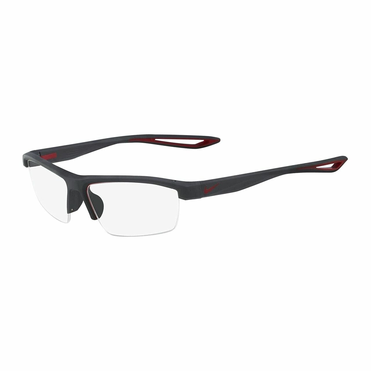 Nike 7079-020 Anthracite Rectangular Men's Plastic Eyeglasses with a sleek rimless design.