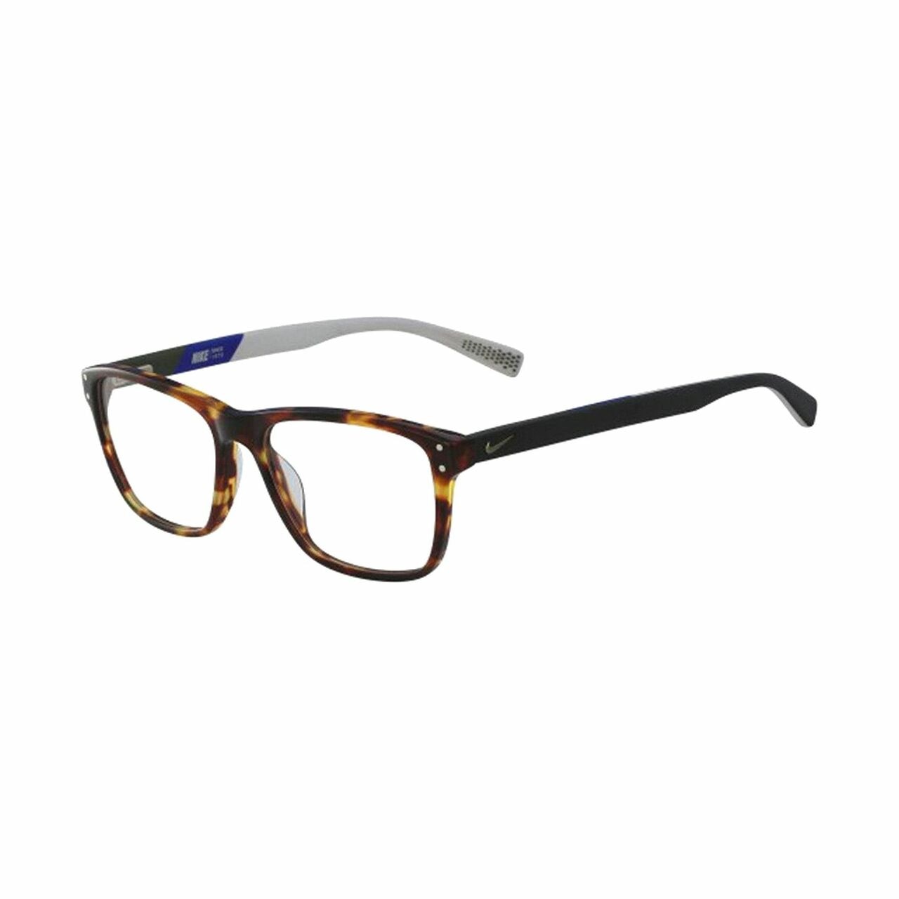 Nike 7241-200 Tortoise Square Unisex Plastic Eyeglasses with a stylish tortoise shell pattern and square frame design.