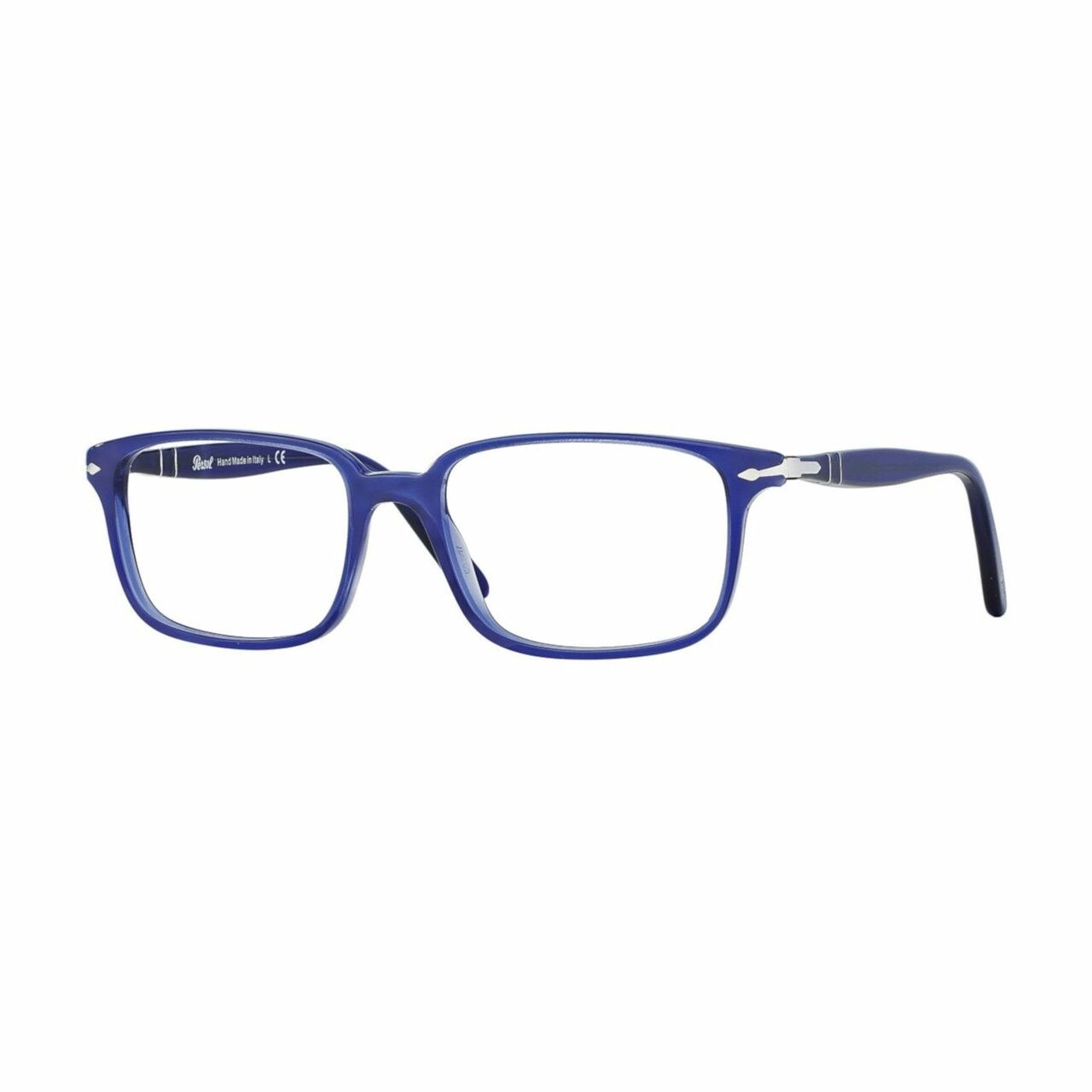 Persol PO3013V-1015 Cobalto Rectangular Men's Plastic Eyeglasses showcasing a stylish rectangular frame in a vibrant Cobalto color.