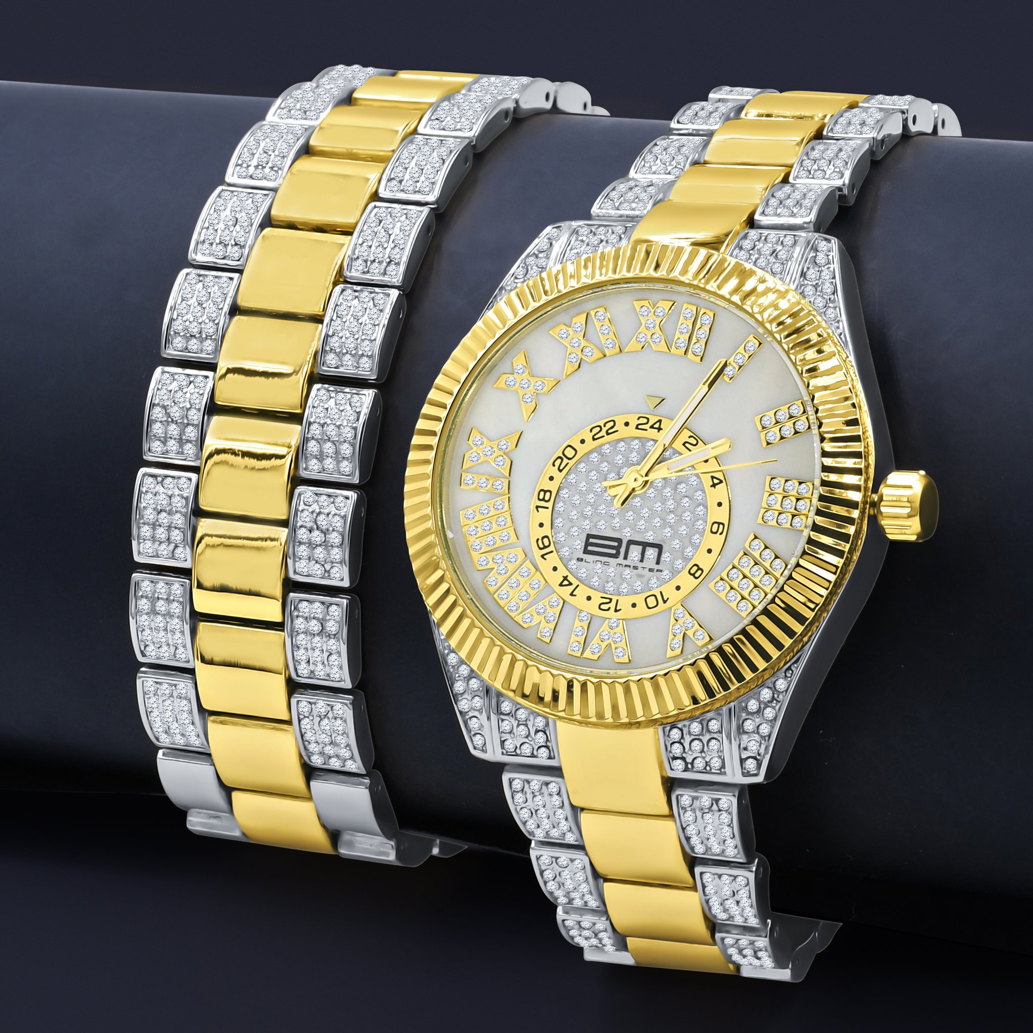 PROTUBERANT Watch Set featuring a dazzling crystal design and diamantine accents, showcasing elegance and luxury.