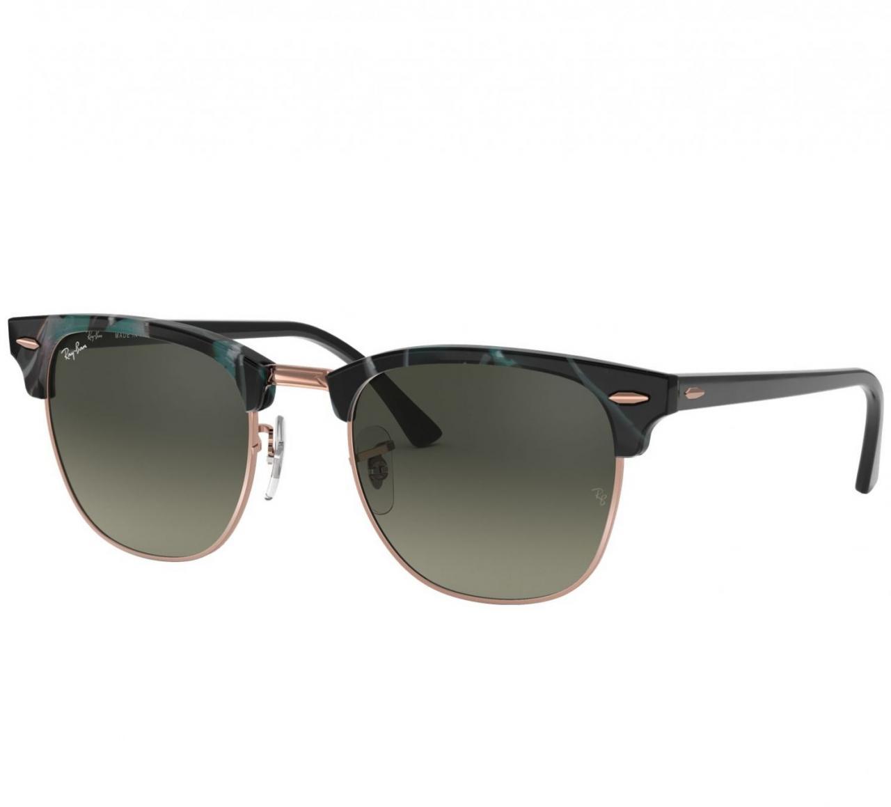 Ray-Ban RB3016F-125571 sunglasses featuring a polished spotted grey and green frame with grey lenses, ideal for stylish sun protection.