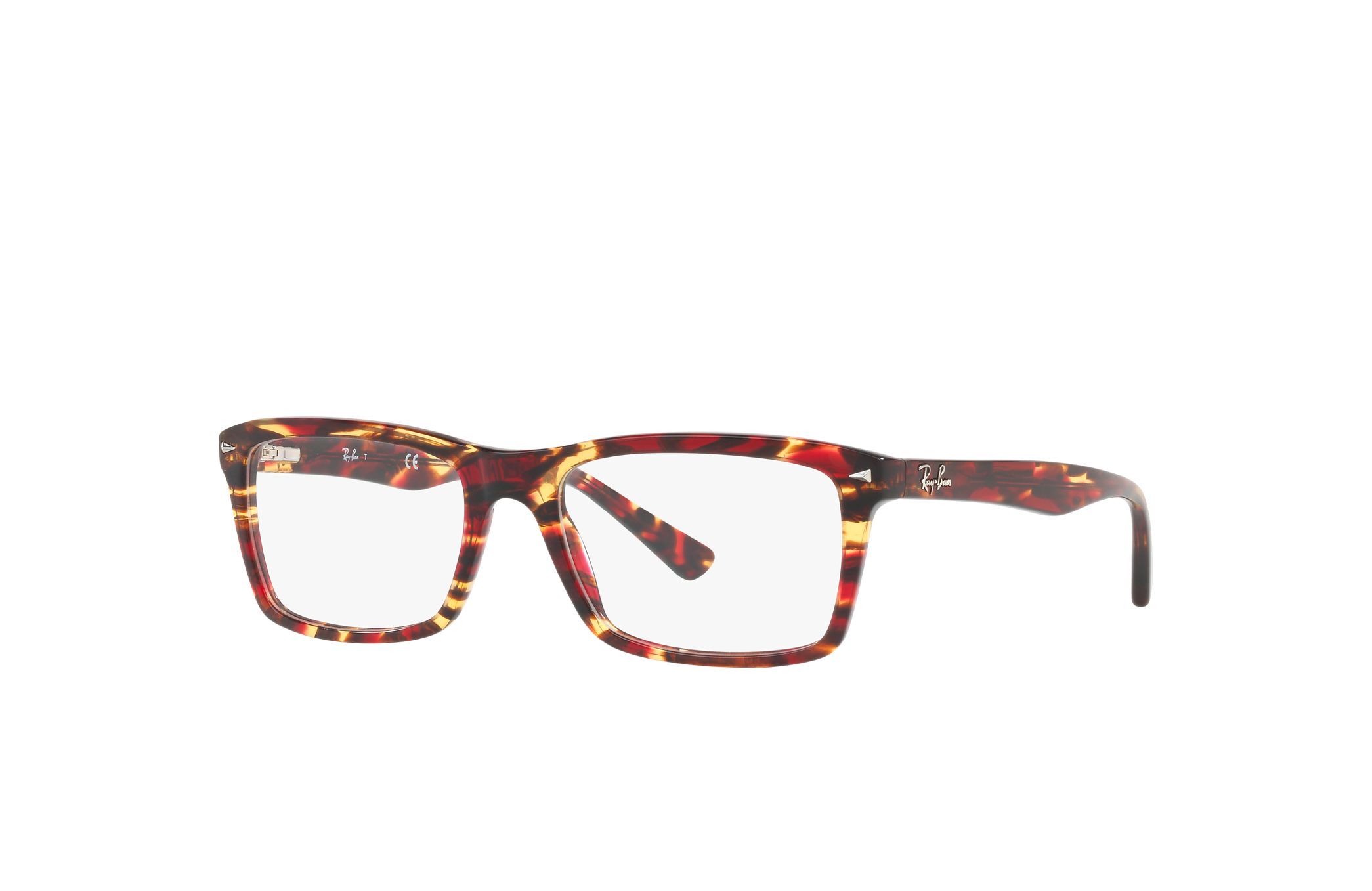 Ray-Ban RB5287-5710 Gloss Tortoise Square Acetate Optical Eyeglasses with 52mm lenses, showcasing a stylish square frame.
