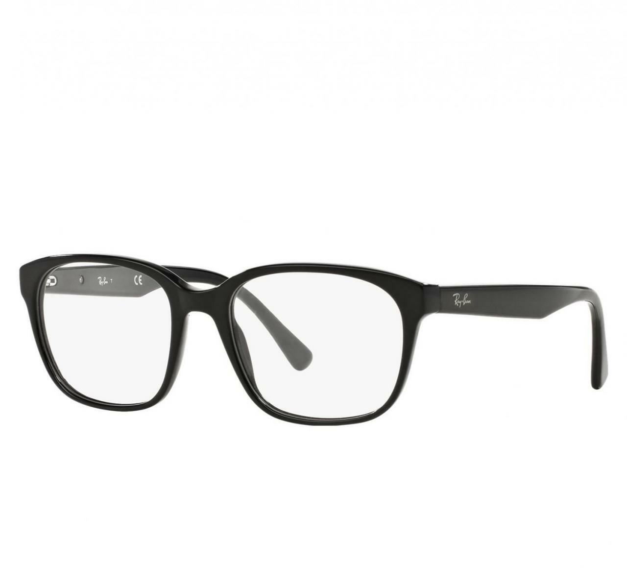 Ray-Ban RB5340-2000 Black Square Unisex Acetate Eyeglasses with demo lenses and protective case.