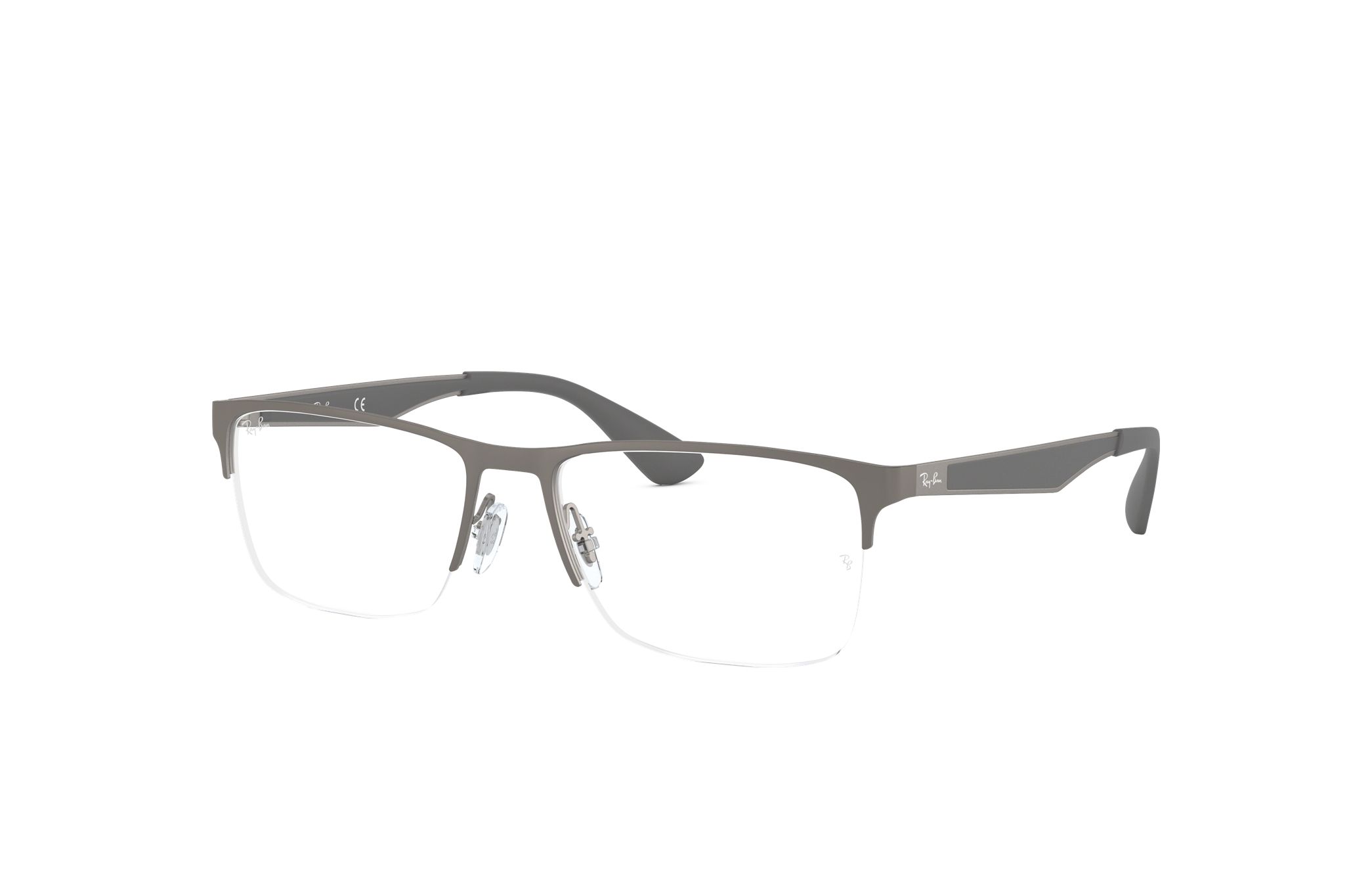 Ray-Ban RB6335-2855 Unisex Matte Gunmetal Rectangle Eyeglasses with 56mm lens, stylish and durable design.