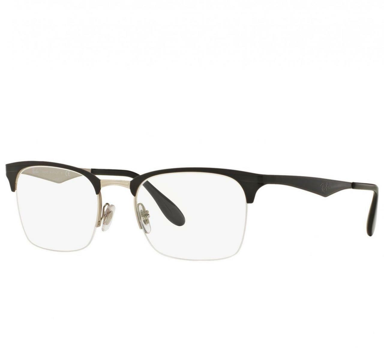 Ray-Ban RB6360-2861 Black Gunmetal Square Frame Metal Eyeglasses displayed with a protective case.