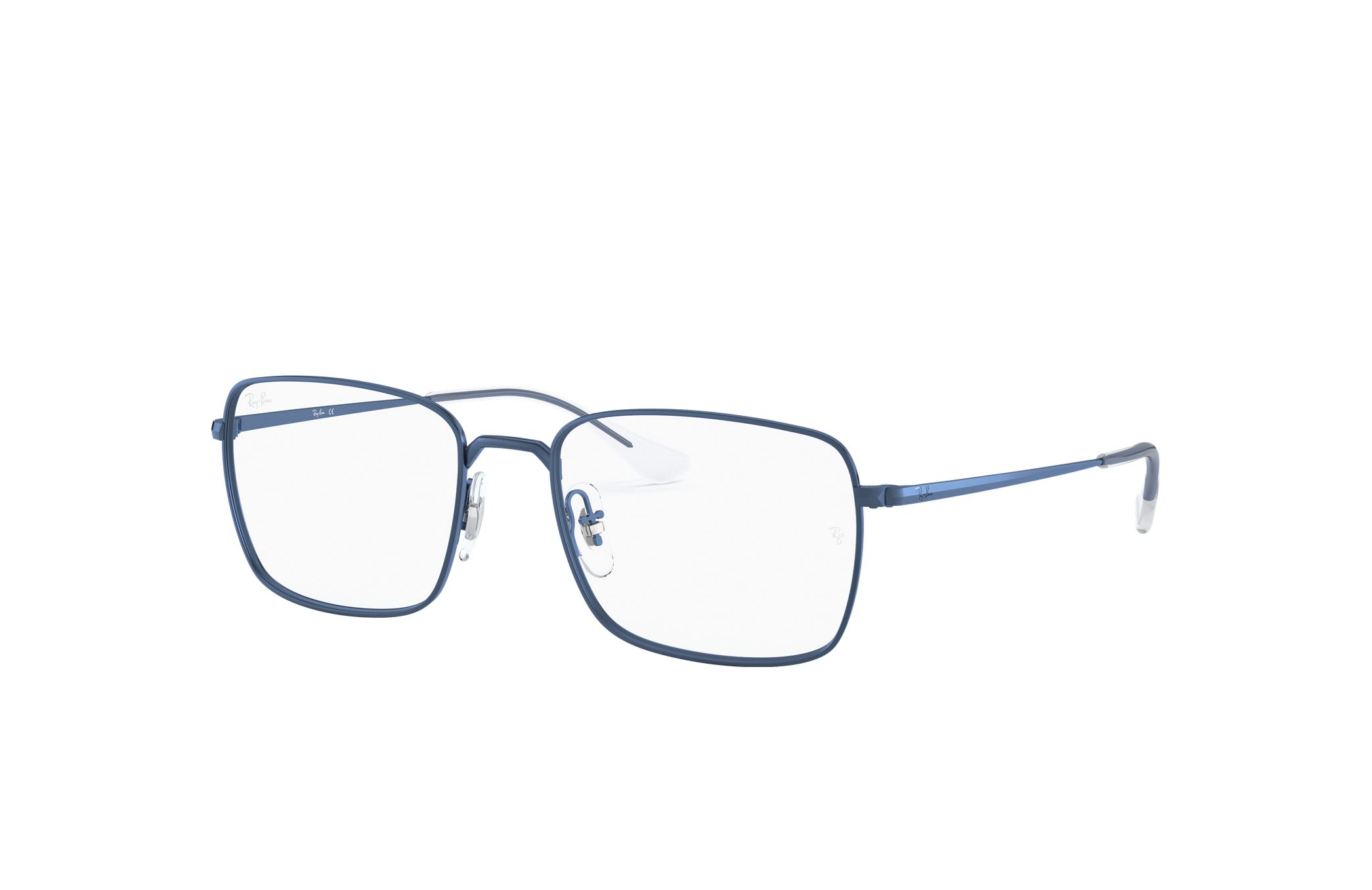 Ray-Ban RB6437-3037 Polished Dark Blue Square 53mm Lens Optical Eyeglasses Frame with case and cleaning cloth.