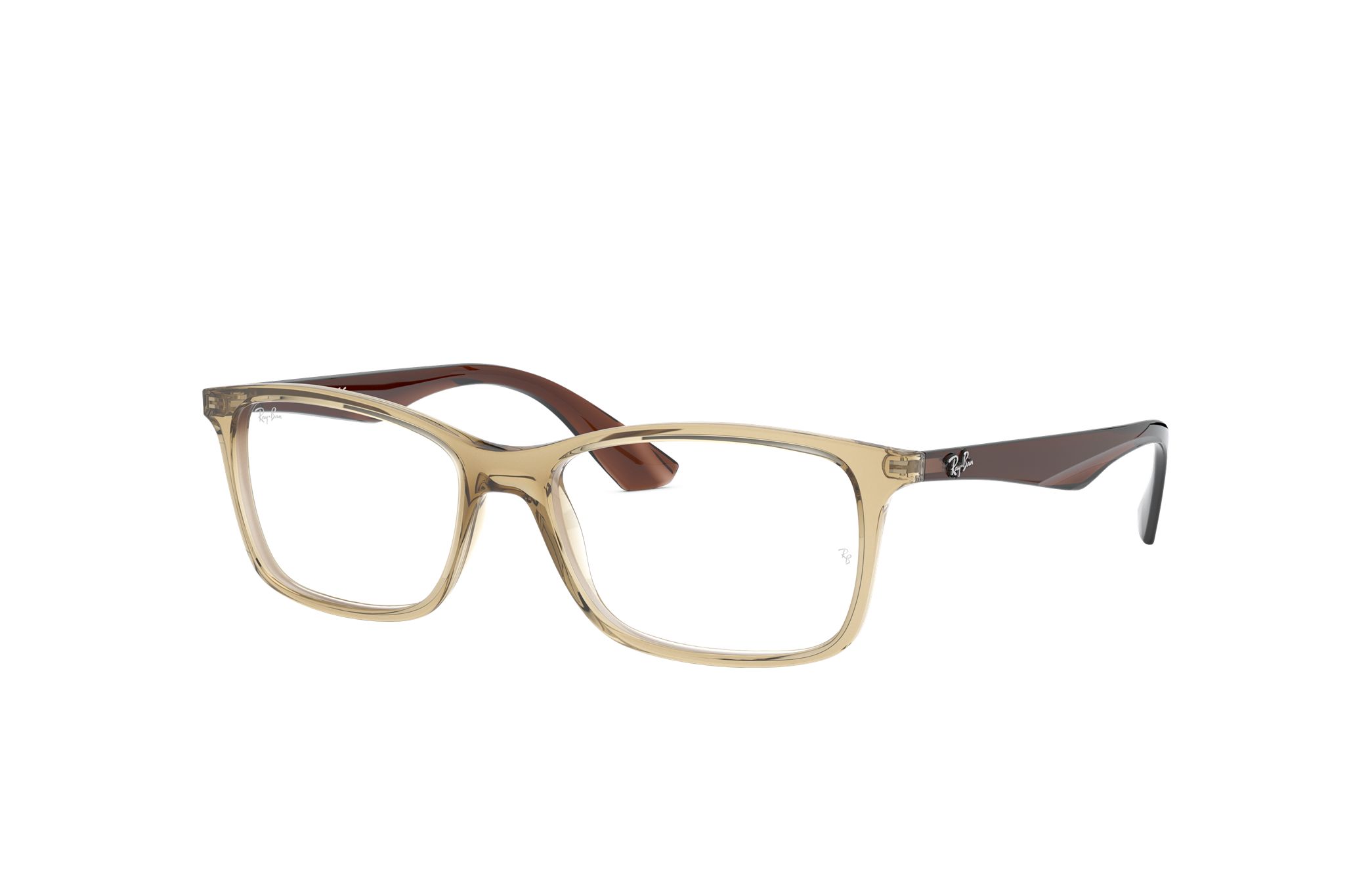 Ray-Ban RB7047-5770 Gloss Light Brown Square Optical Eyeglasses with 56mm lens, showcasing a stylish and durable design.
