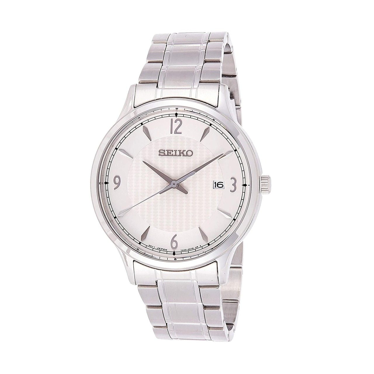 Seiko SGEH79 Silver Stainless Steel White Dial Men's Dress Quartz Watch with a sleek design and elegant features.