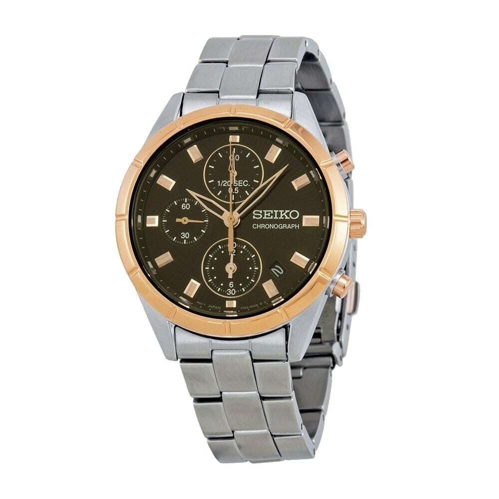 Seiko SNDX46 Conceptual Chronograph Watch featuring a brown dial and stainless steel case, elegantly designed for men.