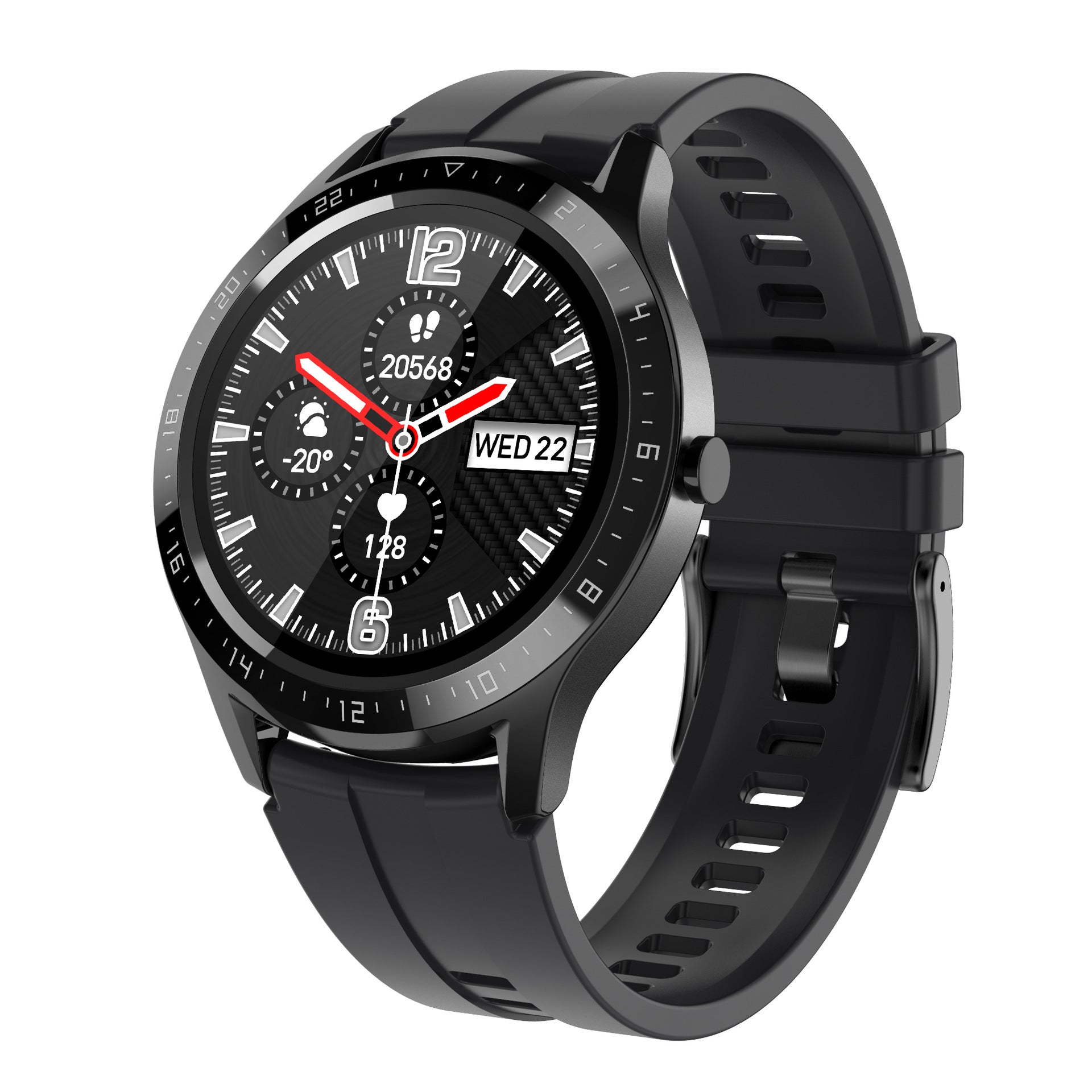 Smart Heart Rate Blood Pressure Monitor Watch in black, gold, and silver colors with a silicone strap and steel belt.