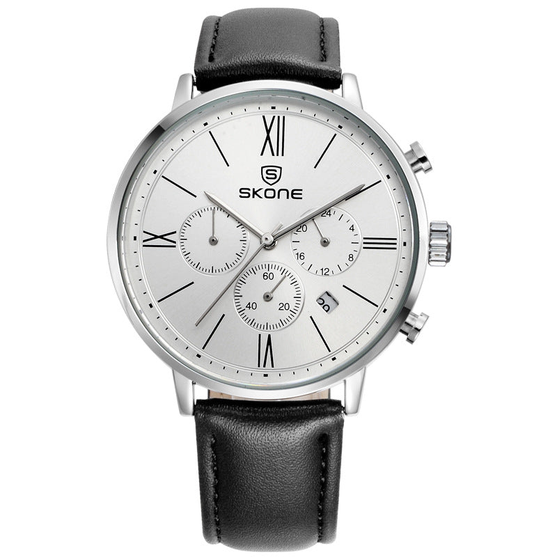 Space-time Simple PU Belt Waterproof Quartz Watch featuring a sleek alloy case, durable PU strap, and high-strength hardened glass mirror.