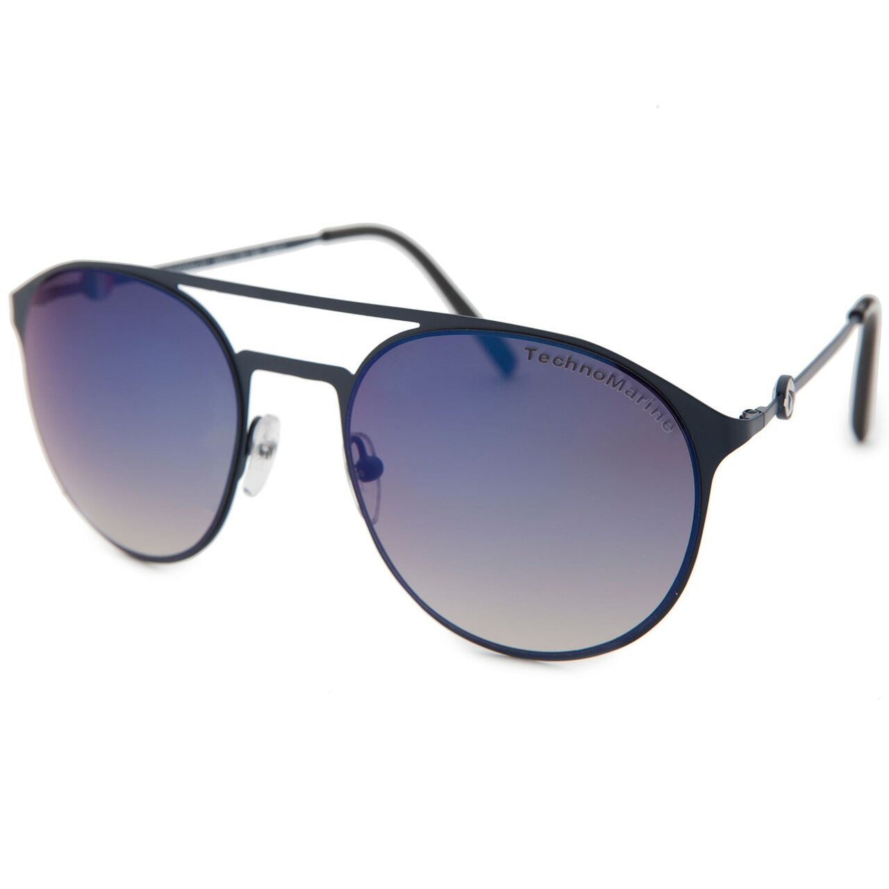 Technomarine Cruise Medusa Aviator TMEW004-01 sunglasses featuring a navy blue metal frame and mirrored round lenses.
