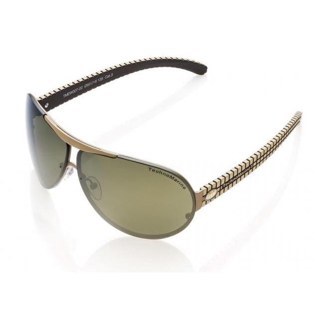 Technomarine Cruise Speedway Aviator TMEW007-02 sunglasses featuring a beige and green design with mirrored lenses.