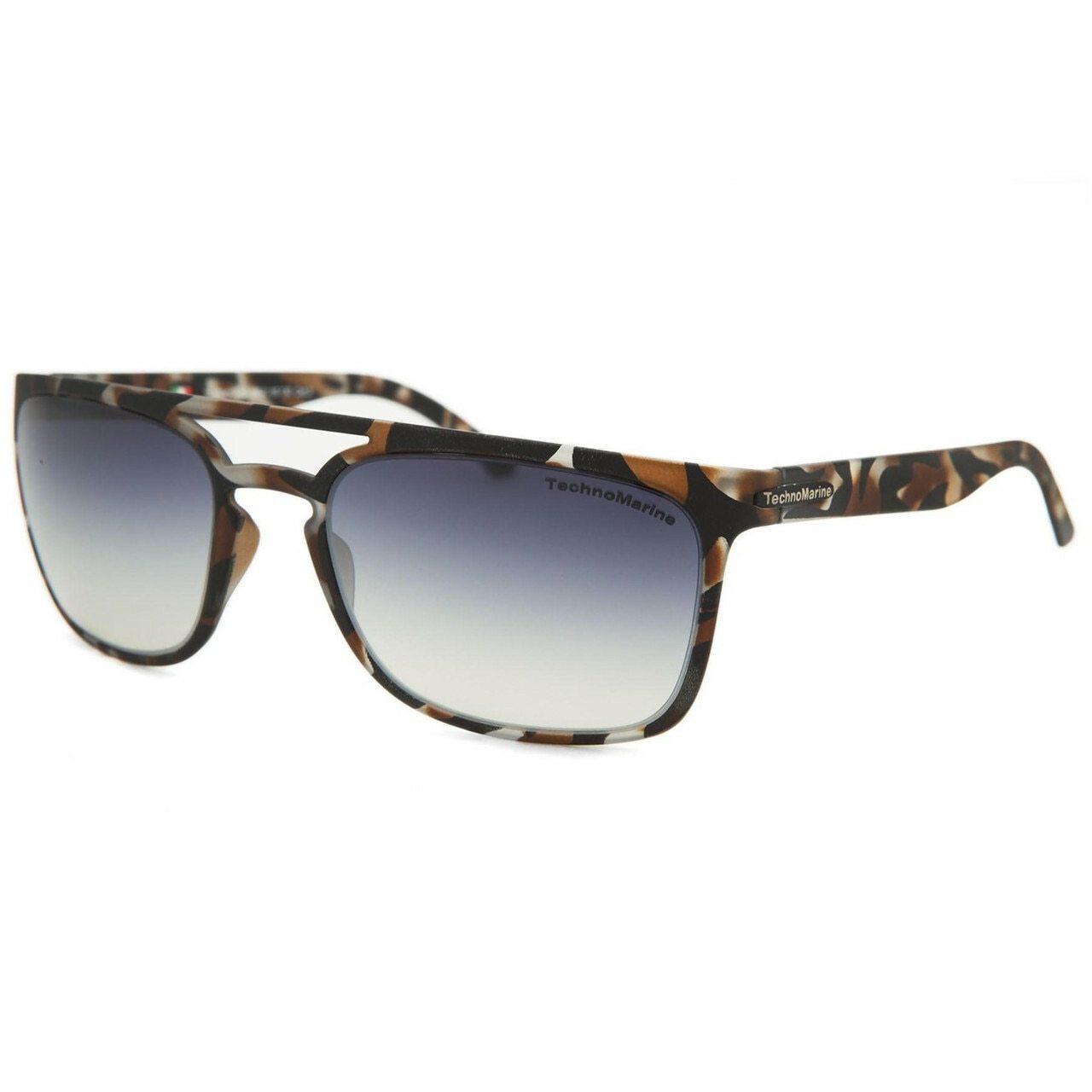 Technomarine Manta Ray TMEW006-02 sunglasses featuring a grey camouflage rectangular frame and brown mirrored lenses.