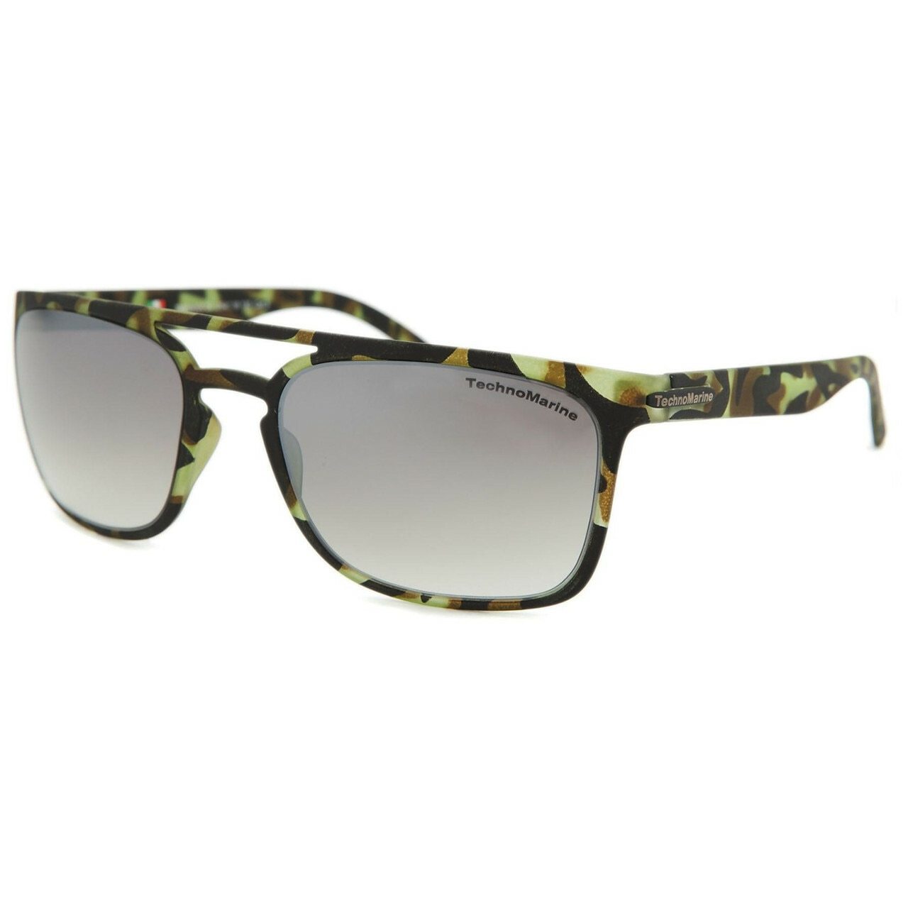Technomarine Manta Ray TMEW006-03 sunglasses featuring a rectangular frame and mirrored lenses in green camouflage color.