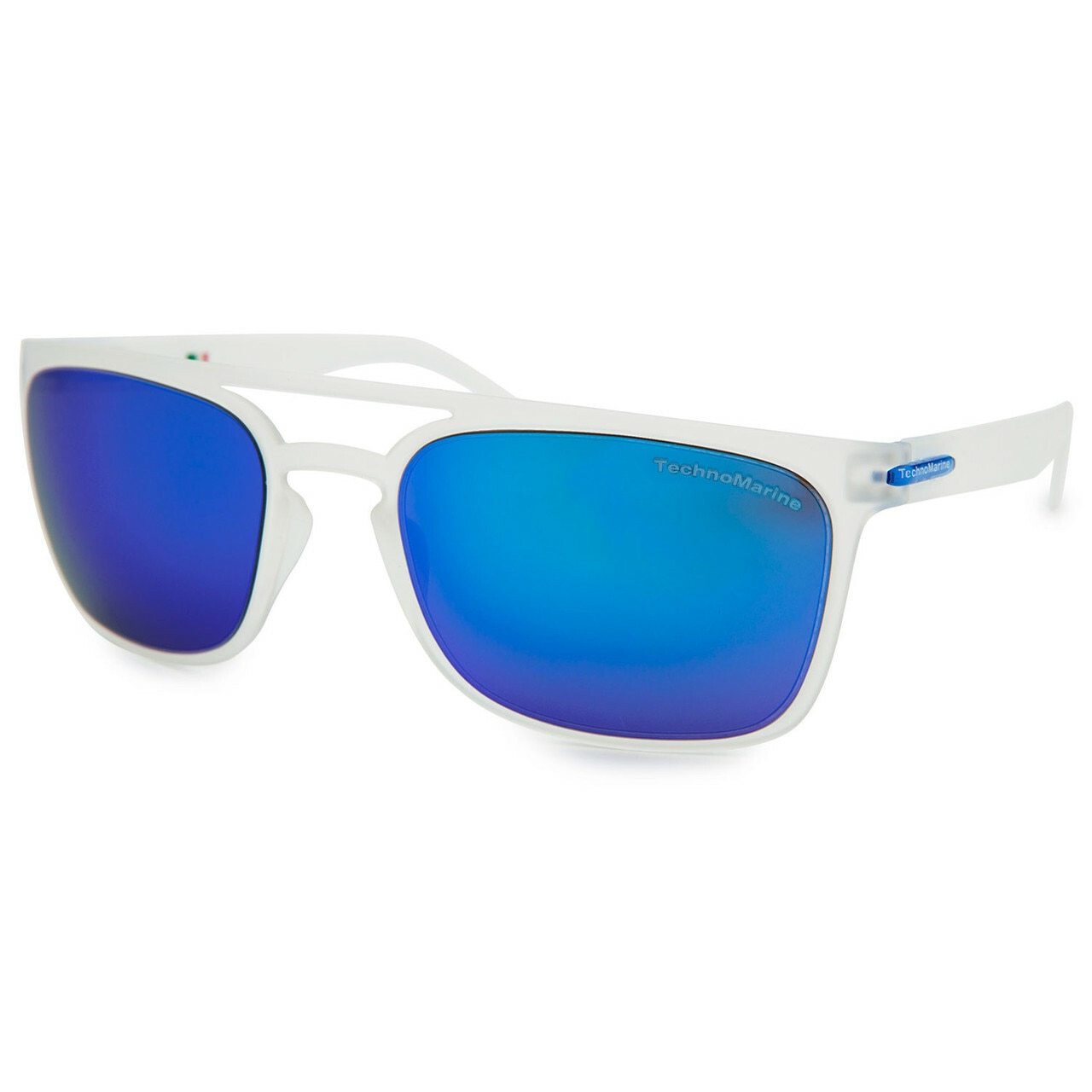 Technomarine Manta Ray TMEW006-08 sunglasses featuring a translucent frame and dark blue lenses, showcasing a stylish rectangular design.