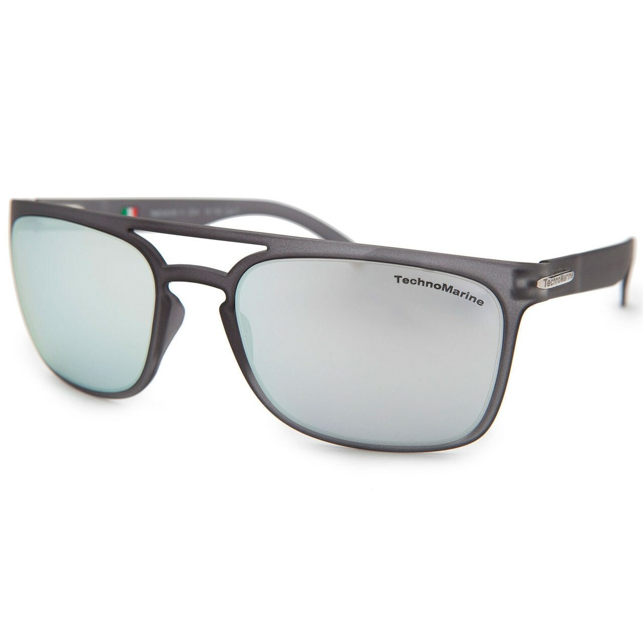 Technomarine Manta Ray TMEW006-11 sunglasses featuring a silver rectangular frame and grey mirrored lenses.